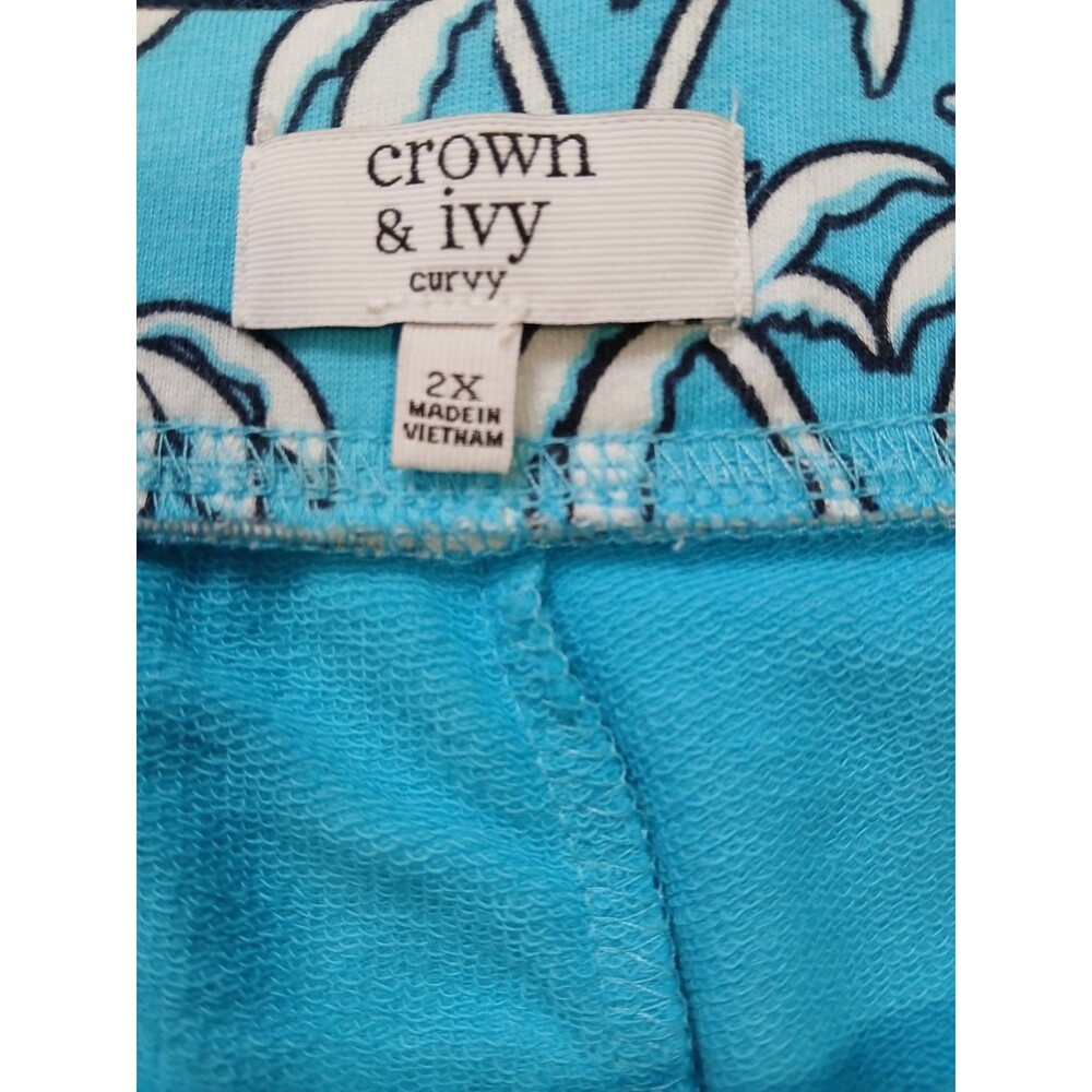 Croft and Barrow women's Turquoise/White Palm Tree Skorts Athletic Tennis NWT 2X - Picture 3 of 9